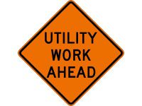 Dicke Safety Products 48" Superbright Reflective Orange Roll-Up Sign - "Utility Work Ahead"